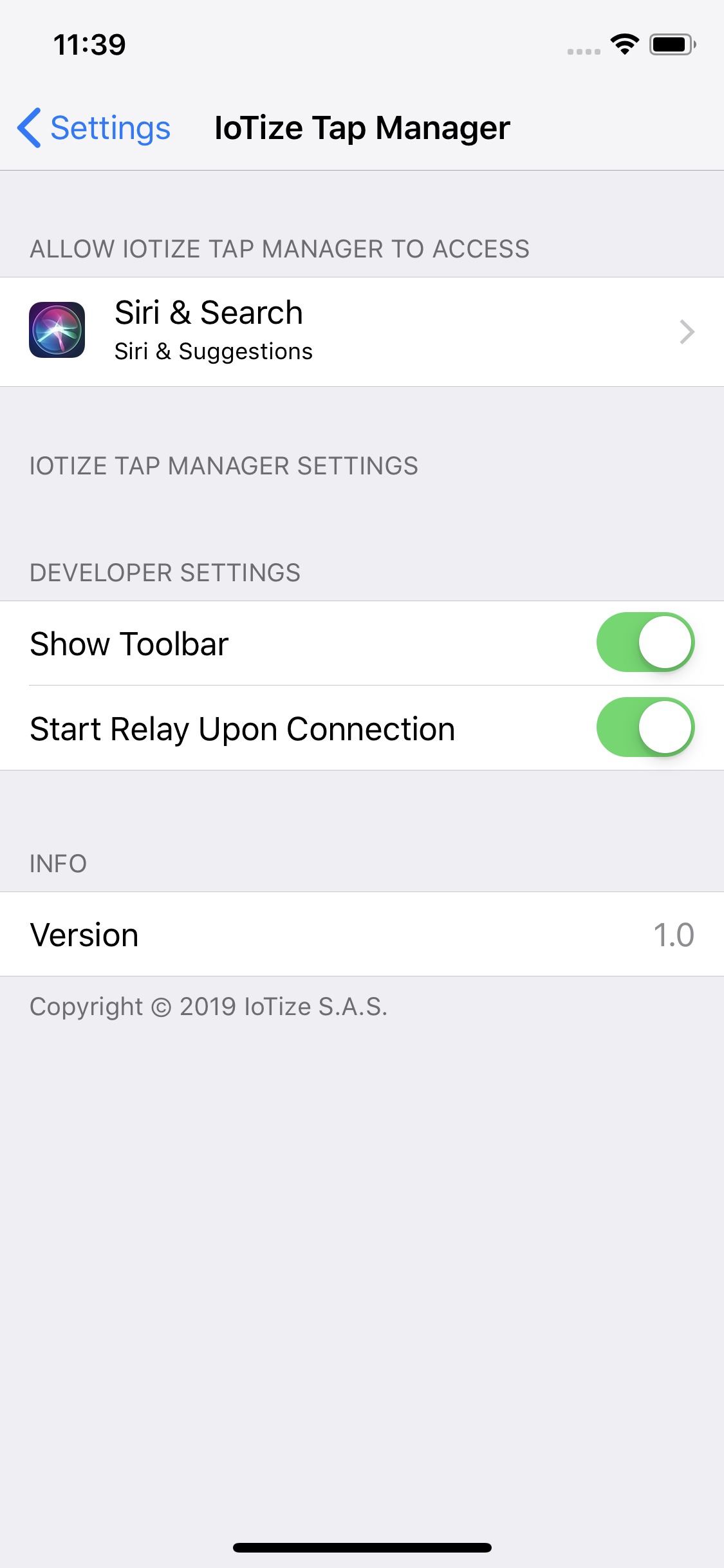 Tap Manager Settings