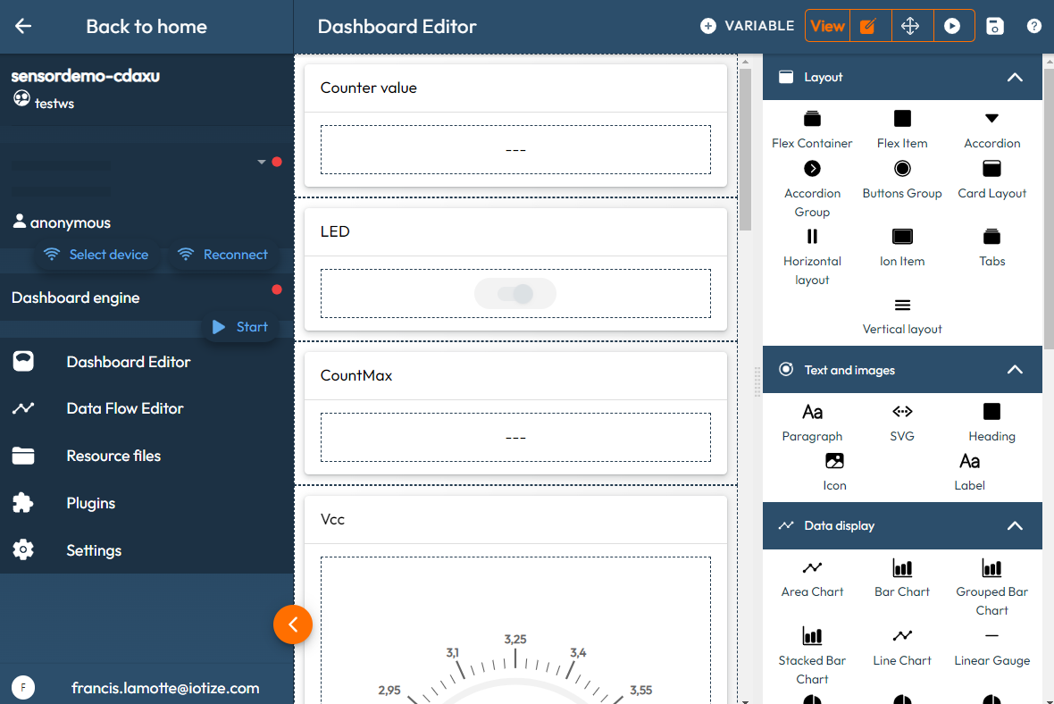 New Dashboard from Studio file